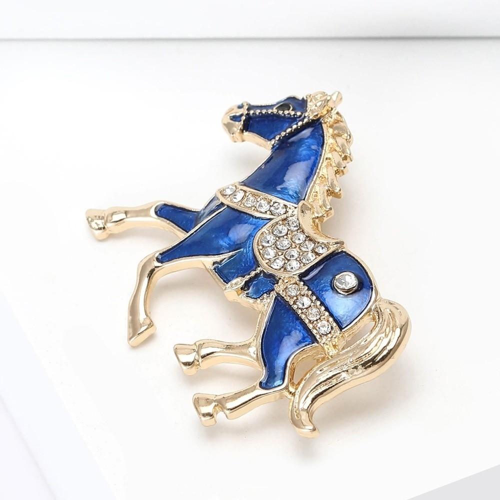 Chinese Style Enamel Rhinestone Horse Brooch Retro Animal Lapel Pins Zodiac Pin New Year Gifts