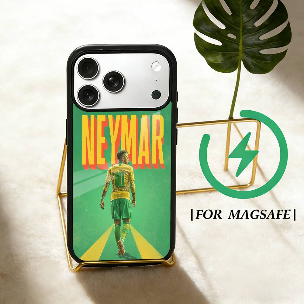 Футбольный чехол для телефона с Неймаром Младшим 10 для iPhone 17,16,15,14,13,12,Plus,Pro,Max с магнитной беспроводной зарядкой Magsafe