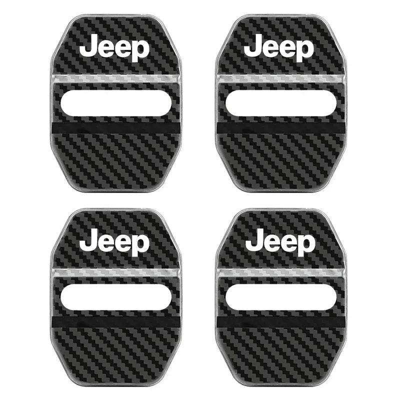 4Pcs Metallic Door Lock Buckle Protection Shell Car Interior Decoration Items for Jeep Wrangler Grand Cherokee Compass