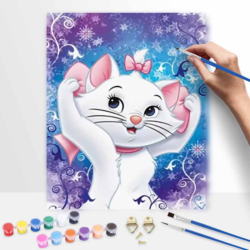 Disney Мари Кошка раскраска по номерам набор для рисования ручная работа DIY домашний декор подарки милый белый котенок настенное искусство украшение спальни поделки
