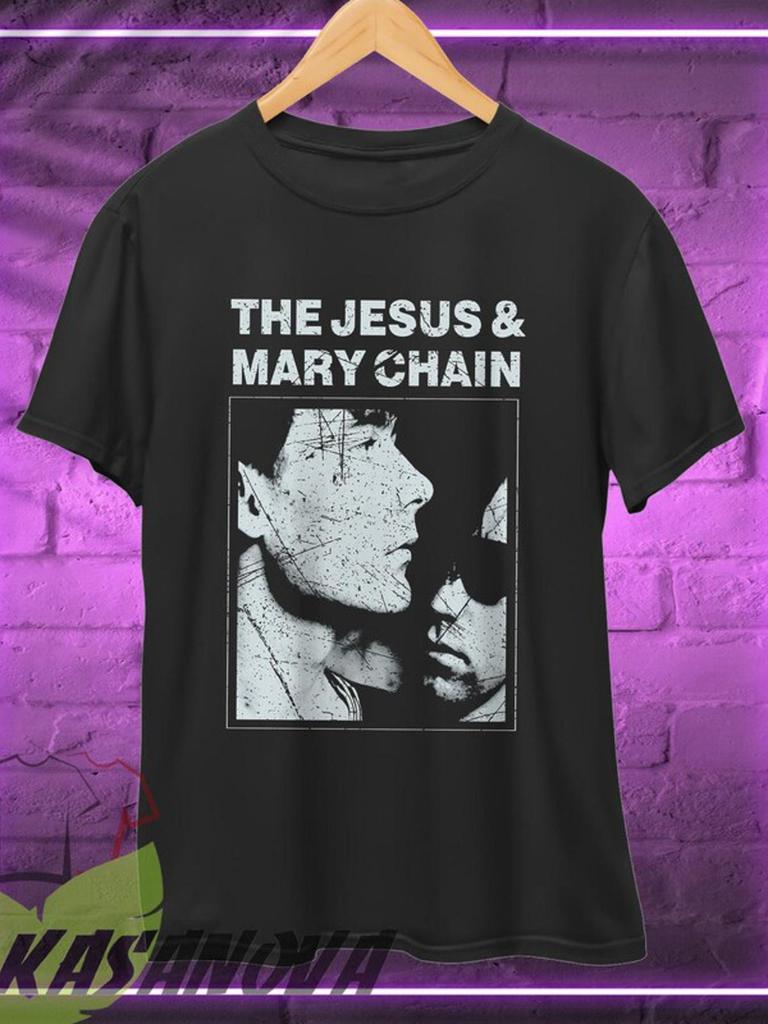 Vintage Retro T-Shirt with The and Mary Chain Graphic Short Sleeve Men's T-shirts for Summer Un