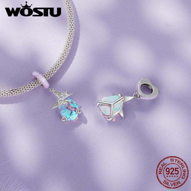 WOSTU Подвеска-подвеска из стерлингового серебра 925 пробы с газовой бабочкой для браслета DIY, ожерелья