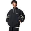Li Ning Удобная Повседневная Простая Свободная Куртка с Воротником-стойкой на Молнии Мужская Куртка Черная AFDV127-3