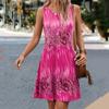 Women Summer Casual Sleeveless O Neck Printed One Piece Dress