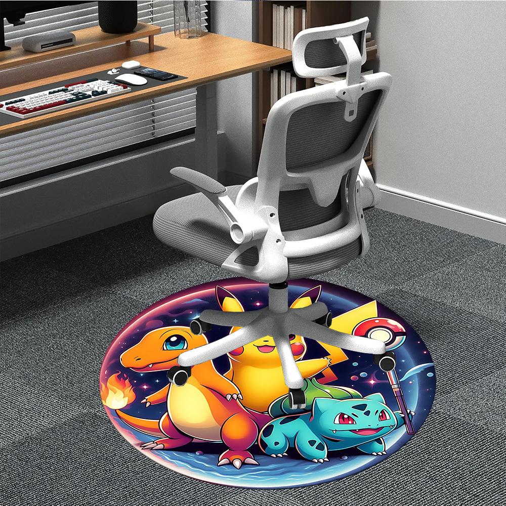 1pc Pokémon Charmander, Pikachu Carpet, Round Non-Slip Durable Large Size Office Carpet, Suitable for Office yy250908024