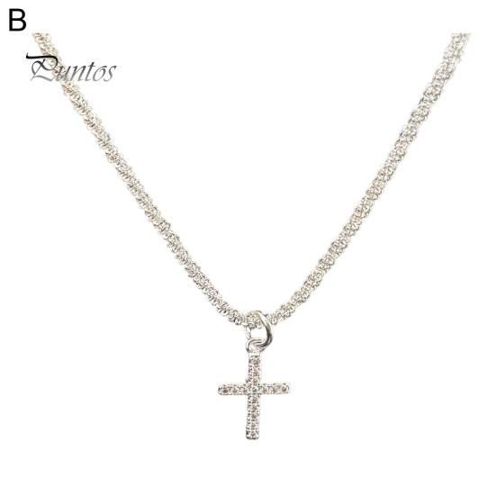 Женское ожерелье с подвеской-крестом, мерцающая поверхность, регулируемая длина, украшение на шею, повседневная одежда, подарок, легкое женское ожерелье на ключицу