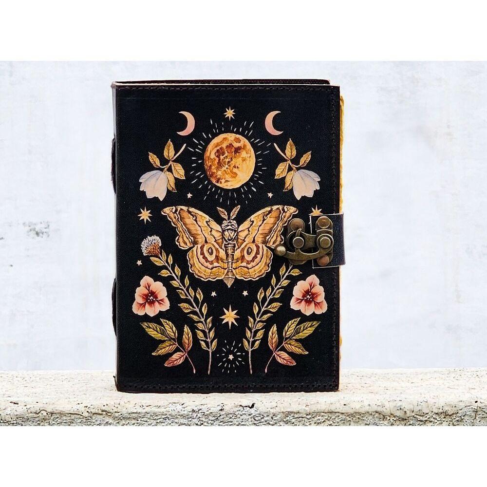 Vintage Butterfly Leather Journal Writing Notebook Sketchbook Blank Spell Book