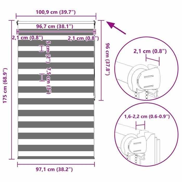 VidaXL Store Enrouleur Tamisant 100x175 cm Gris Store Occultant Fenêtre Maison 240211