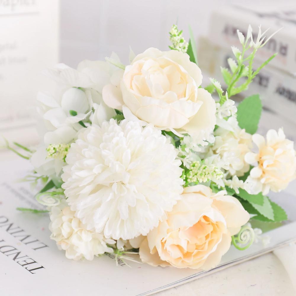 Искусственные цветы шелковый пион гортензия для гостиной домашнее украшение свадебный букет невесты роза искусственные растения настольные аксессуары