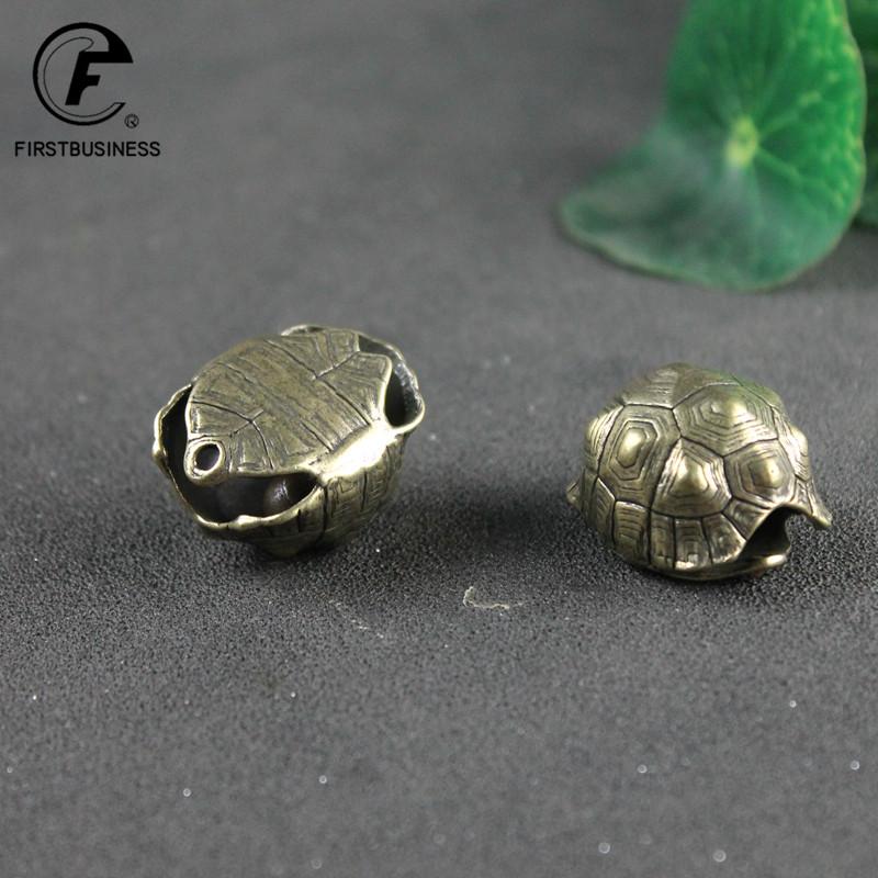 Retro Brass Mythical Beast Turtle Shell Bell Vintage Pure Copper Car Keychain Pendant Lucky Animal Statue Desktop Ornament Decor