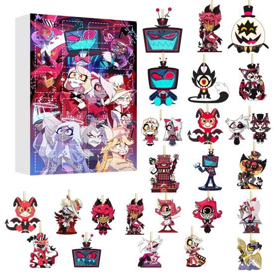 Yousheng  Hazbin Hotel Advent Calendar 24 Day Christmas Countdown Box with Unique Window Design Multifunctional Holiday Decoration for Kids Rooms Cars