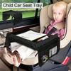 Foldable & Expandable Car Seat Travel Tray with Multiple Storage Pockets - Lightweight, Wall-Mountable Design for Airplane, Car