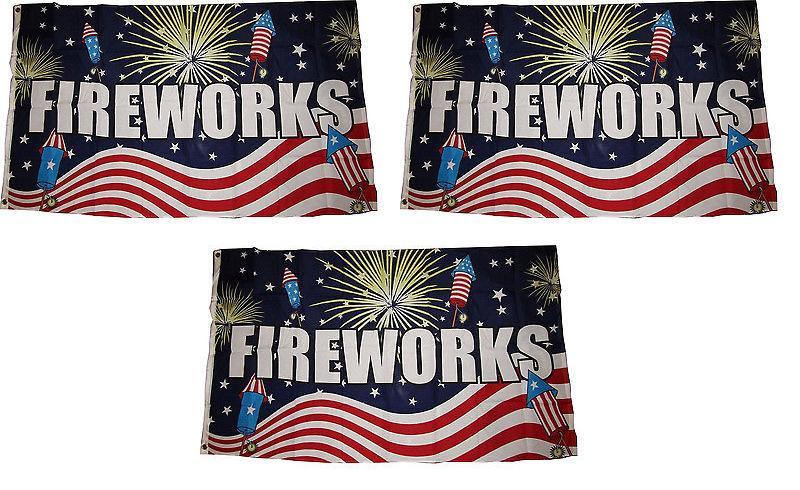 Fireworks Letter Pattern Polyester Festival Flag For Outdoor Decoration And Special Occasions