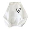 Женский осенне-зимний пуловер с принтом сердца, толстовка с капюшоном на шнурке и воротником-стойкой, толстовка с длинными рукавами, уличная одежда