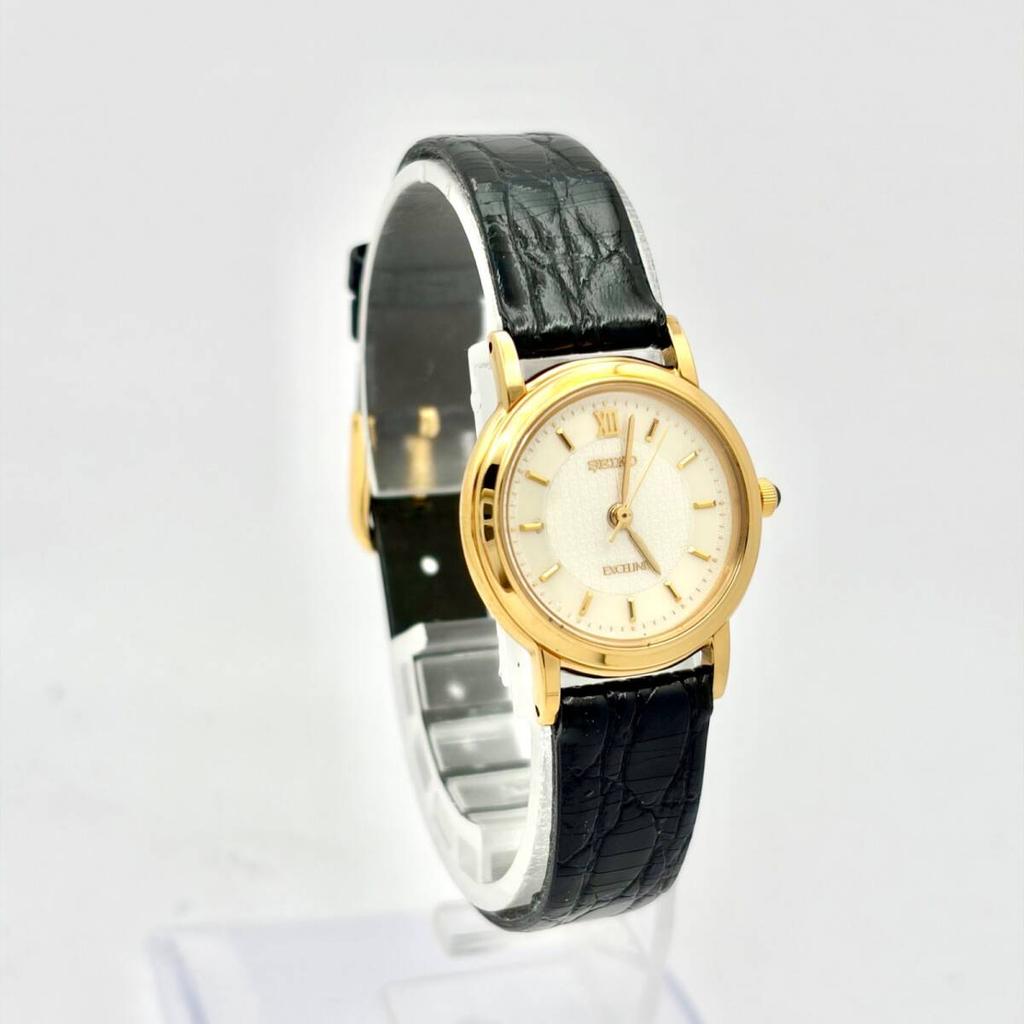 Женские часы SEIKO Exceline Золотые 230589 с ремешком и гравировкой [/ Новая батарейка] 4J41-0A40