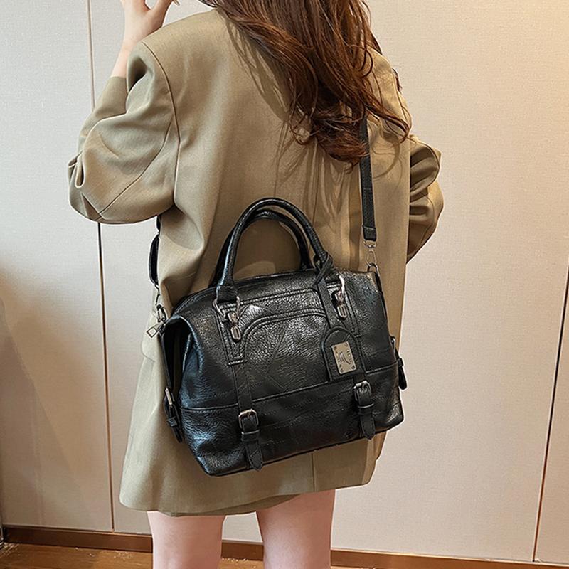 Контрастные цвета молнии PU Мягкая поверхность сумки с верхней ручкой Повседневные большой емкости женские сумки