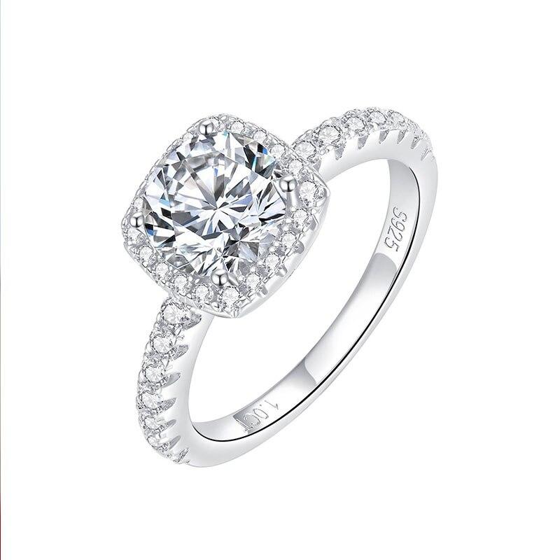 Moissanite Ring For Women 2ct Diamond 925 Sterling Silver White Gold Plated Proposal Rings Weddig Engagement Band Gifts