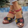Босоножки на толстом каблуке большого размера женские летние новые полые с цветком на толстой подошве босоножки с одной перемычкой пляжные босоножки на высоком каблуке