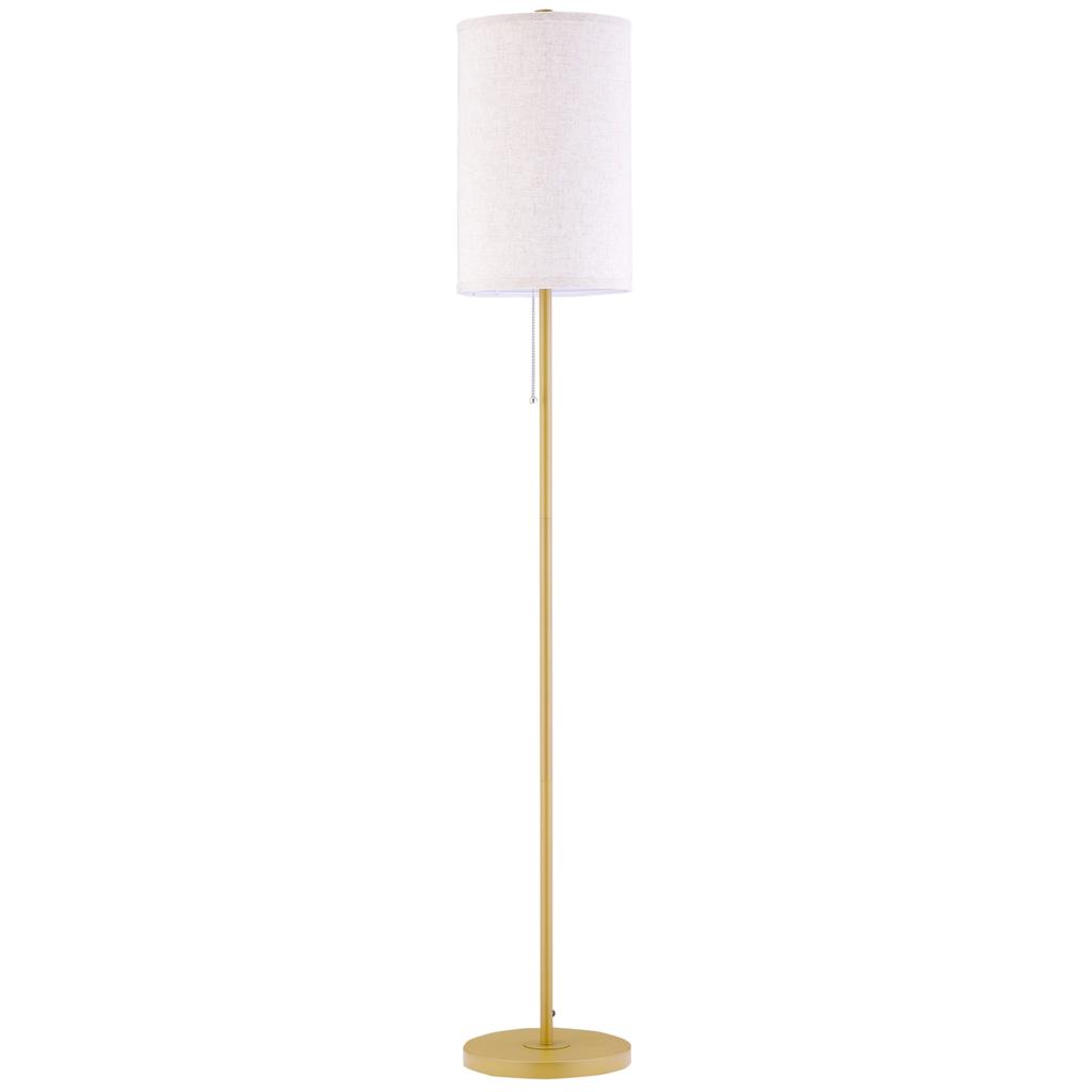 Floor Lamp Elegant Floor Lamp Made Of Steel With Fabric Shade Living Room Lamp Pull Chain Switch Gold White