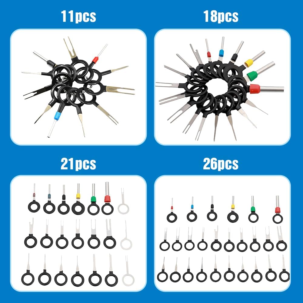 Комплект для выталкивания клемм, 2024 Обновленный автомобильный инструмент для клемм Инструмент для снятия штифтов электрических клемм Проводной штифт, Набор инструментов для снятия клемм