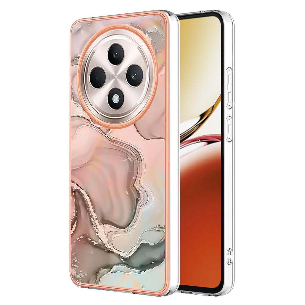 For Oppo Reno12 F 4G/Oppo Reno12 F 5G TPU Case Marble Pattern 2.0mm Electroplating Phone Back Cover