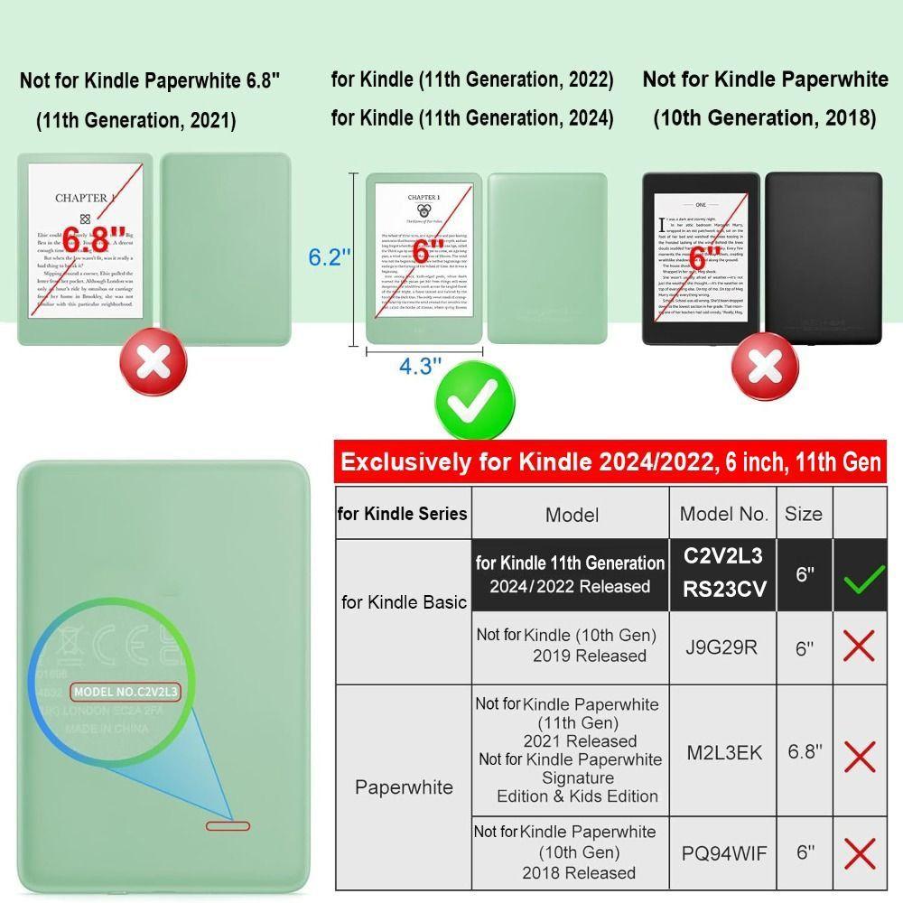 Чехол для электронной книги Kindle Basic 2024/2022 с функцией автоматического перехода в спящий режим/пробуждением, 11-е поколение
