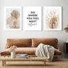 Nature Scenery Wall Art Poster and Prints Beige Bunny Tail Grass Reed Flower Leaf Canvas Painting Pictures for Living Room Decor