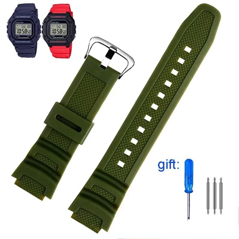Аксессуары для ремешка часов подходят для Casio Watch W-218h / F-108 AE1200 / 1000 / 1300, смоляные силиконовые ремешки для часов 18 мм