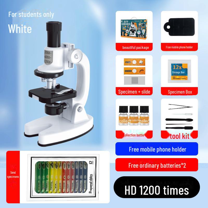 Children's 1200X HD Microscope Set for Science Experiments - Ideal Gift for Primary & Secondary Students