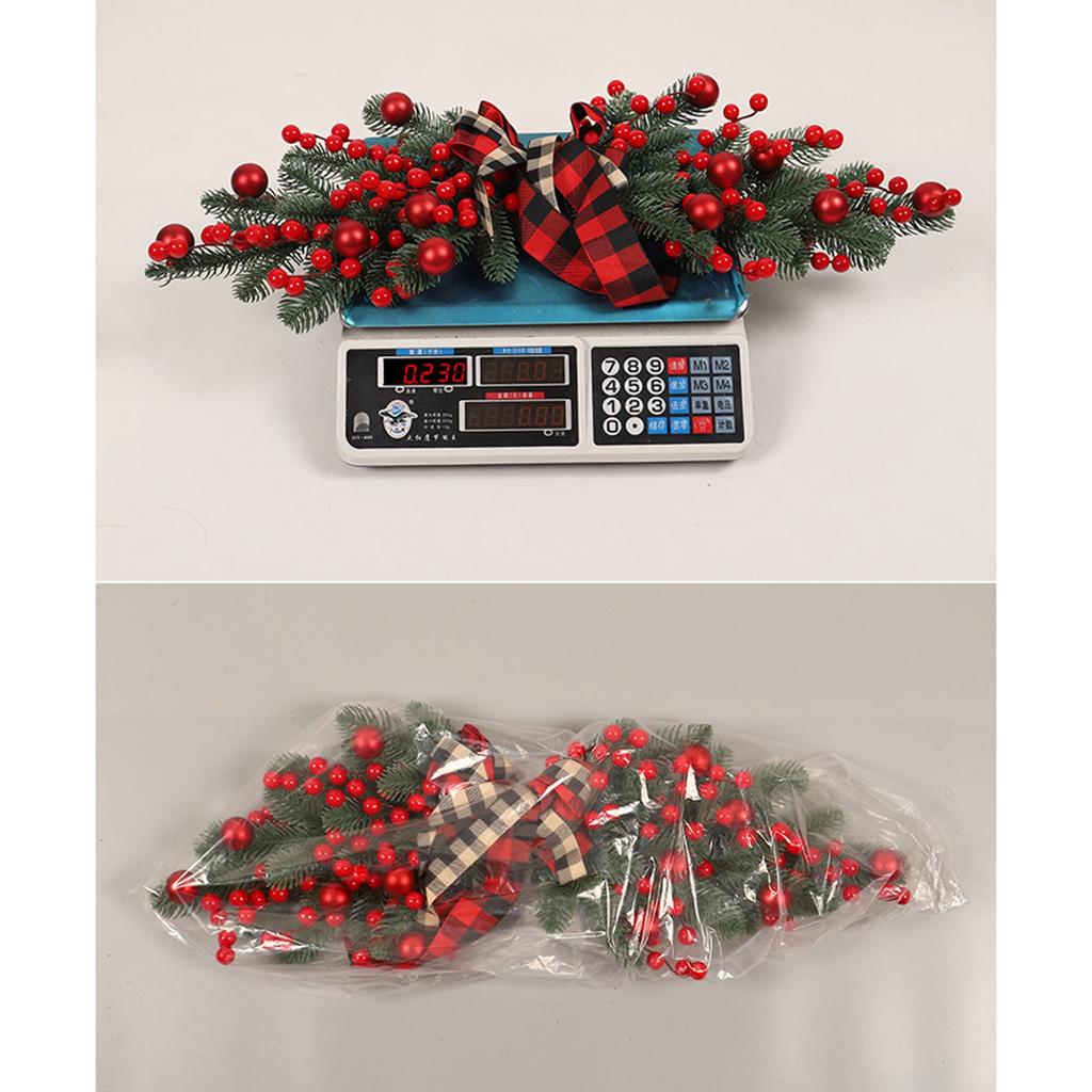 Красный фруктовый узел в клетку Рождественское украшение на дверь с лампочками Рождественское украшение для дома Подвеска