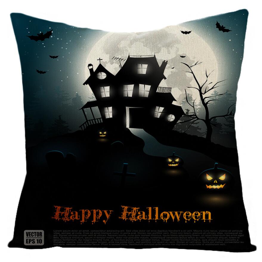 Halloween Night Castle Pumpkin Lantern Series Pillow Case Linen Home Decor Fabric Sofa Pillowcase Comfortable Car Cushion Cover