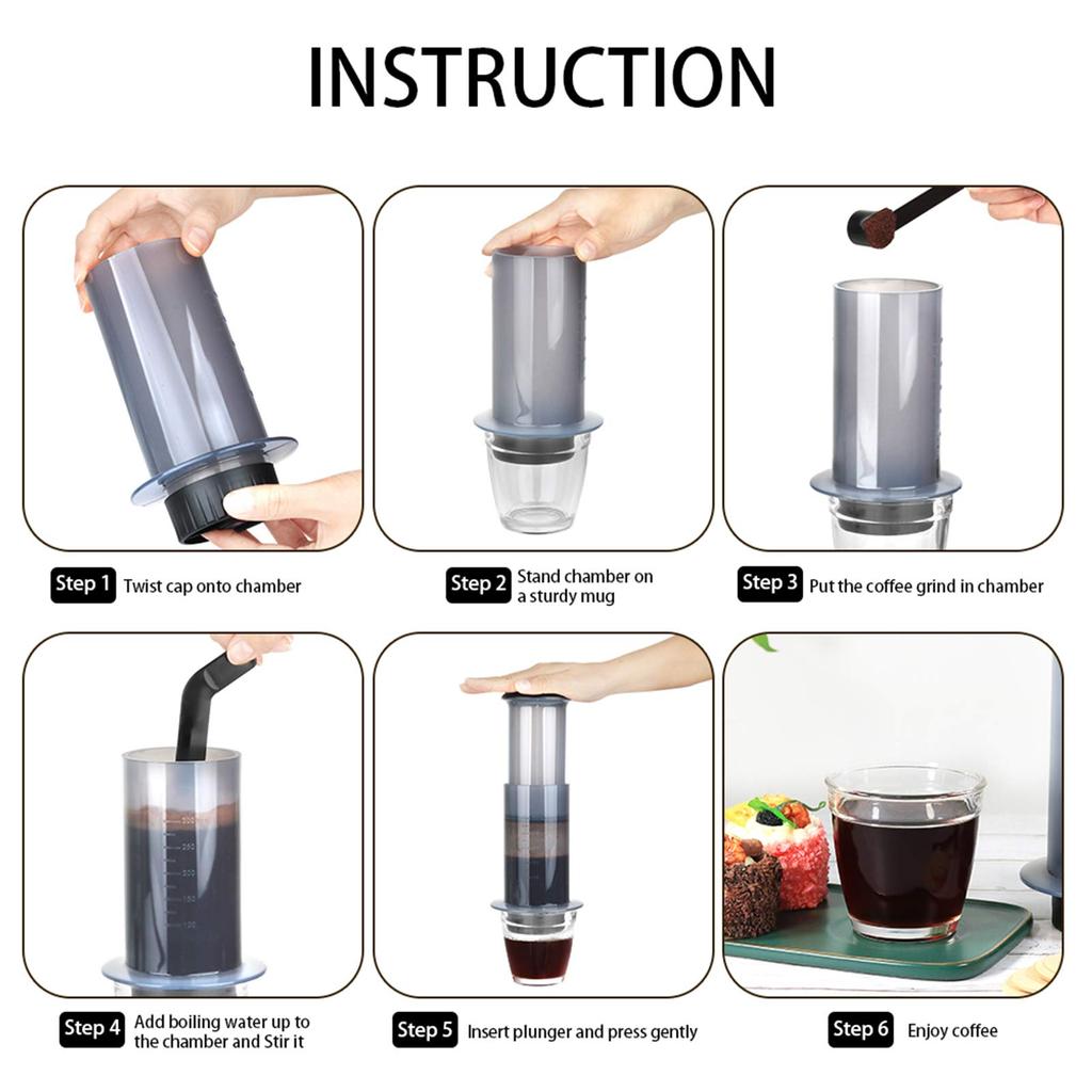 Portable Manual Coffee and Espresso Press Maker with 50 Coffee Filter Papers for Outdoor Travel, Camping, and Picnics