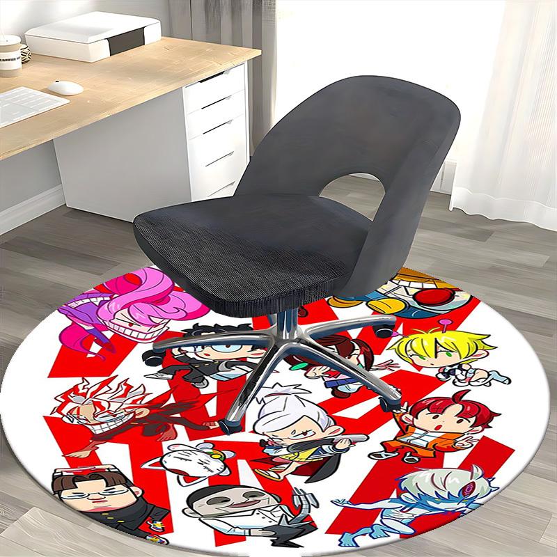 1pc Anime Cartoon Design Round Carpet Office Chair Mat, NonSlip Rug for Home Decor