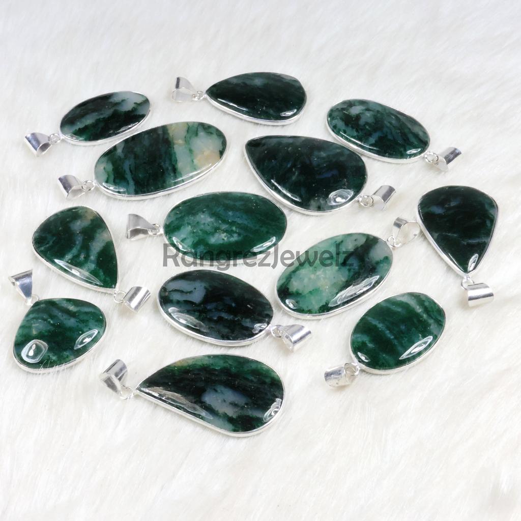 Green Aventurine Pendant Sterling Silver Pendant Bezel Pendant Mix Shape Aventurine Gemstone Pendant Crystal Pendant Handmade Pendant Necklace