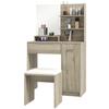 Dressing Table And Stool Set With Storage Wood Effect
