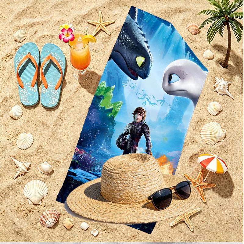 How to Train Your Dragon Print Beach Towel, Versatile Lightweight Absorbent Beach Towel for Pool Surf Yoga Bathroom, Perfect Birthday Holiday Gift