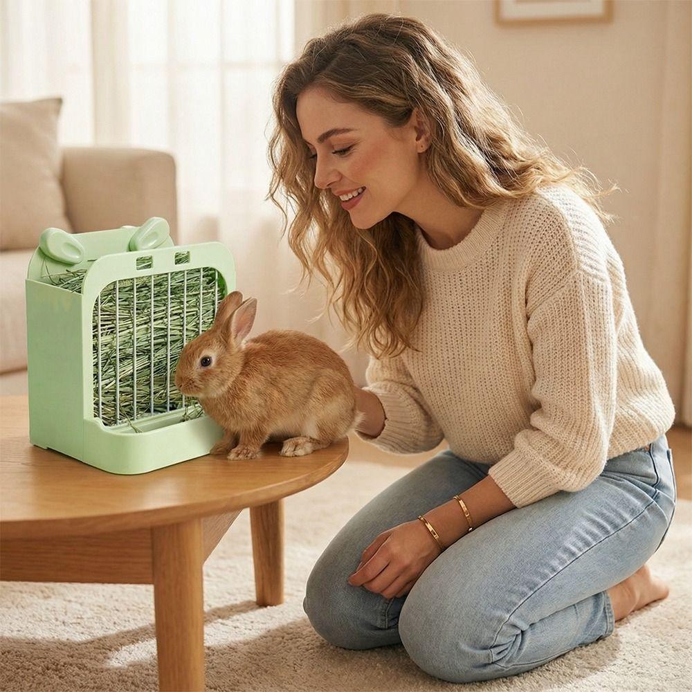Wall Hanging Rabbit Hay Rack Chew Proof Pet Food Dispenser Practical Grass Rack Indoor Rabbit Cage