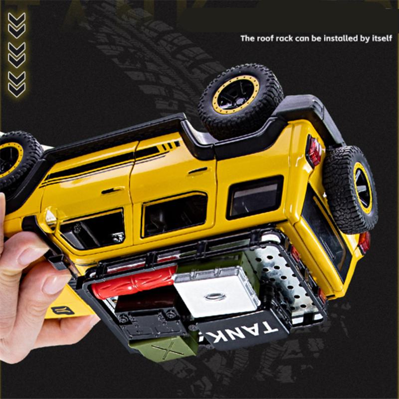 1/24 Внедорожная версия Танк 300 Модель автомобиля из сплава Литая металлическая игрушка Модифицированные внедорожные транспортные средства Модель автомобиля Звук и свет Детские подарки