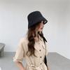 Spring New Short-brimmed Black Bucket Hat Women's Summer Versatile Thin Breathable Sun Hat Shows Small Face