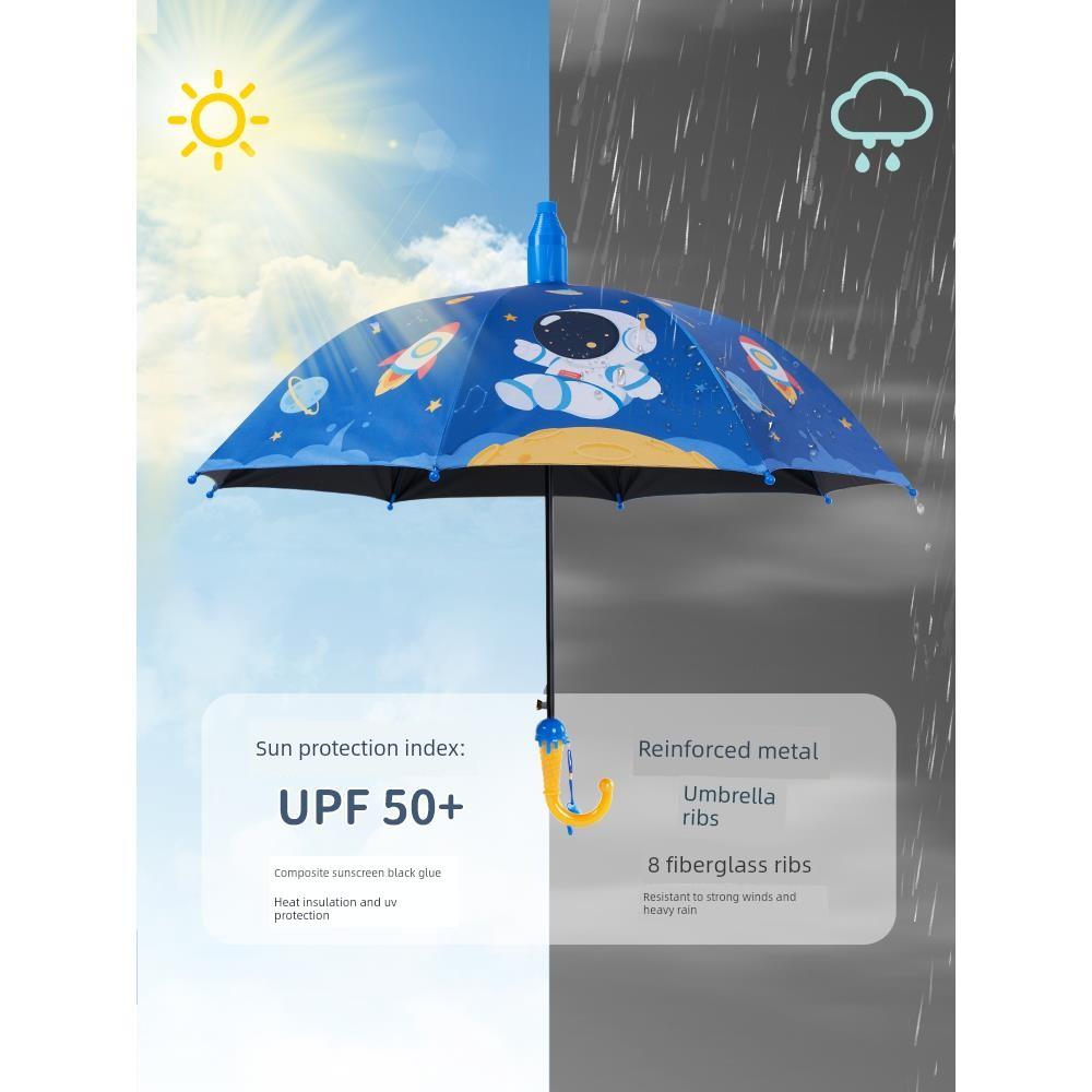 Children's Long-Handled Umbrella, Sun Protection, Uv Protection, Rain or Shine Use, Special Cartoon Design for Primary School Students and