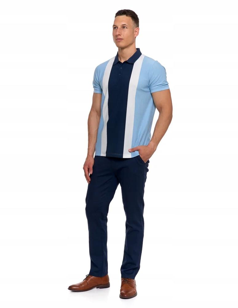 Men's Contrast Panel Polo Shirt with Collar MORAJ 3XL BLUE