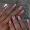 Blue Brown Polka Dot Cute Bow French Nail Art Summer Stylish Short False Nails Detachable Finished Fake Nails Press on Nails