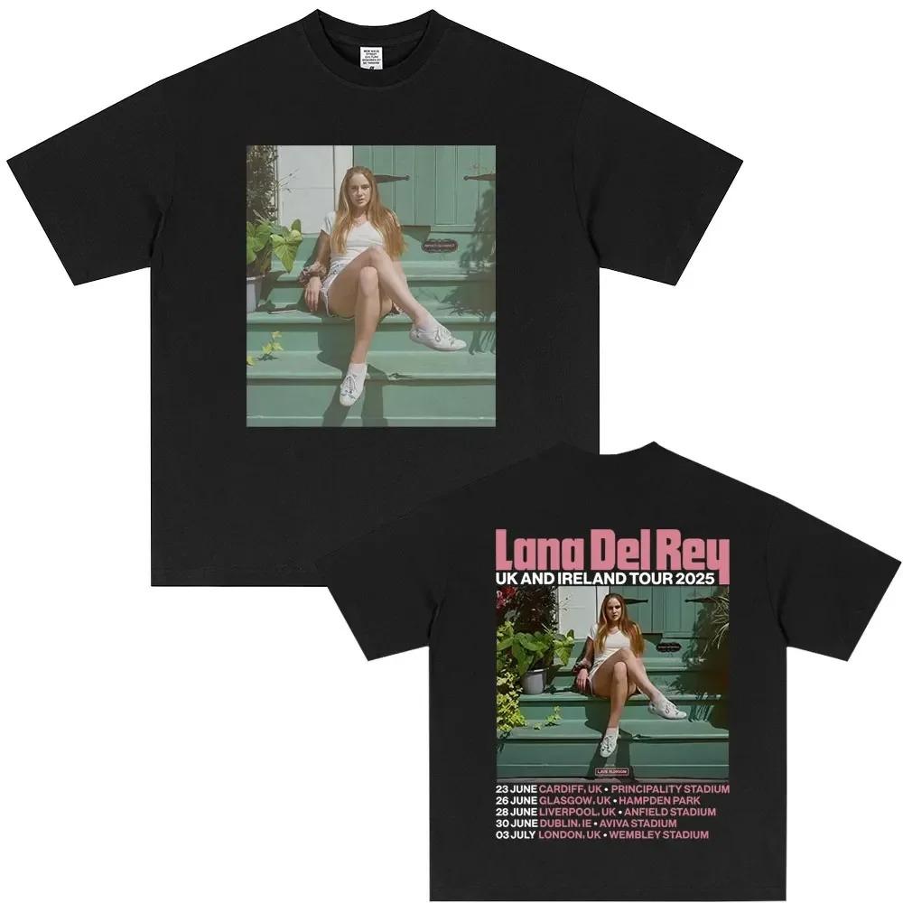 Lana Del Rey "Тур по Великобритании и Ирландии 2025" Унисекс Плотный Хлопок Концертный Мерч Оверсайз Уличная Одежда Футболка