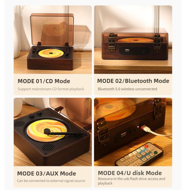 Беспроводная Bluetooth-колонка Маленький портативный аудиопроигрыватель для записи Звуковая панель для кемпинга Многофункциональный проигрыватель CD-альбомов