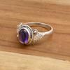 Кольцо из стерлингового серебра 925 пробы с аметистом, женское кольцо ручной работы в стиле бохо с овальным драгоценным камнем
