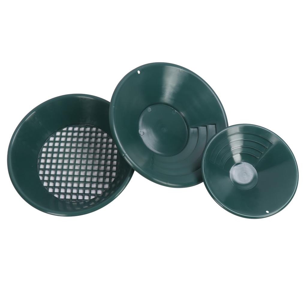 3PCS Gold Panning Pan ABS Plastic Gold Washing Pan Kit Hand Operated Round Gold Dredging