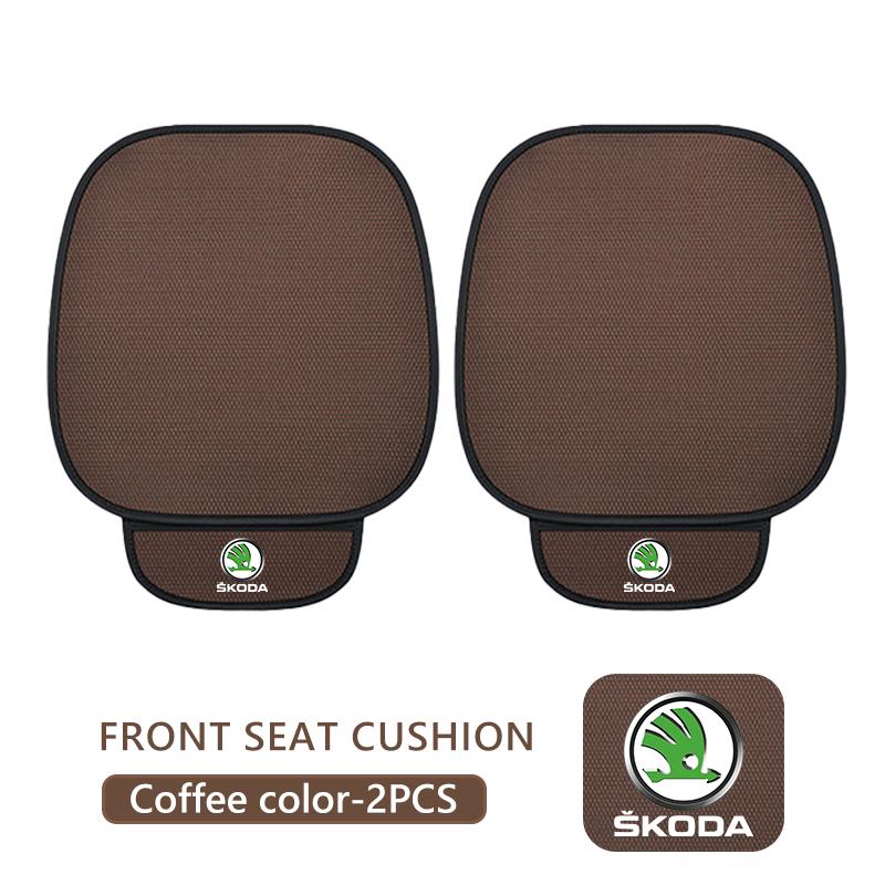 CAPR9 Car Seat Cushion Cover Breathable Ice Silk Soft Mats For Skoda Kamiq MK3 Roomster Rapid Kodiaq Karoq Fabia Enyaq