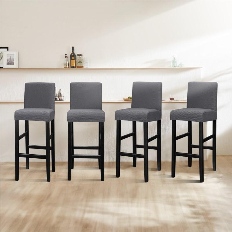 Чехол для стула из жаккарда, спандекс, эластичный, с короткой спинкой, однотонный, эластичный чехол для столовой, дома, отеля