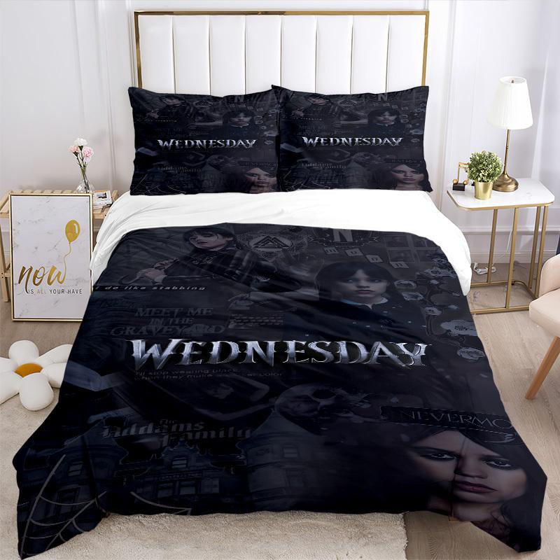 3pcs Wednesday Addams Duvet Cover Set, Includes 1 Duvet Cover and 1/2 Pillowcases (No Insert) yy251104250