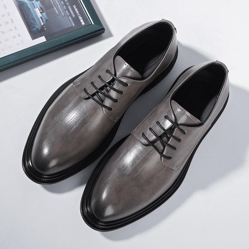 Business Formal High Quality Leather Flats Shoes Men Casual Low Top Solid Wedding Shoe Fashion Oxford Shoes Pointed Office Shoes